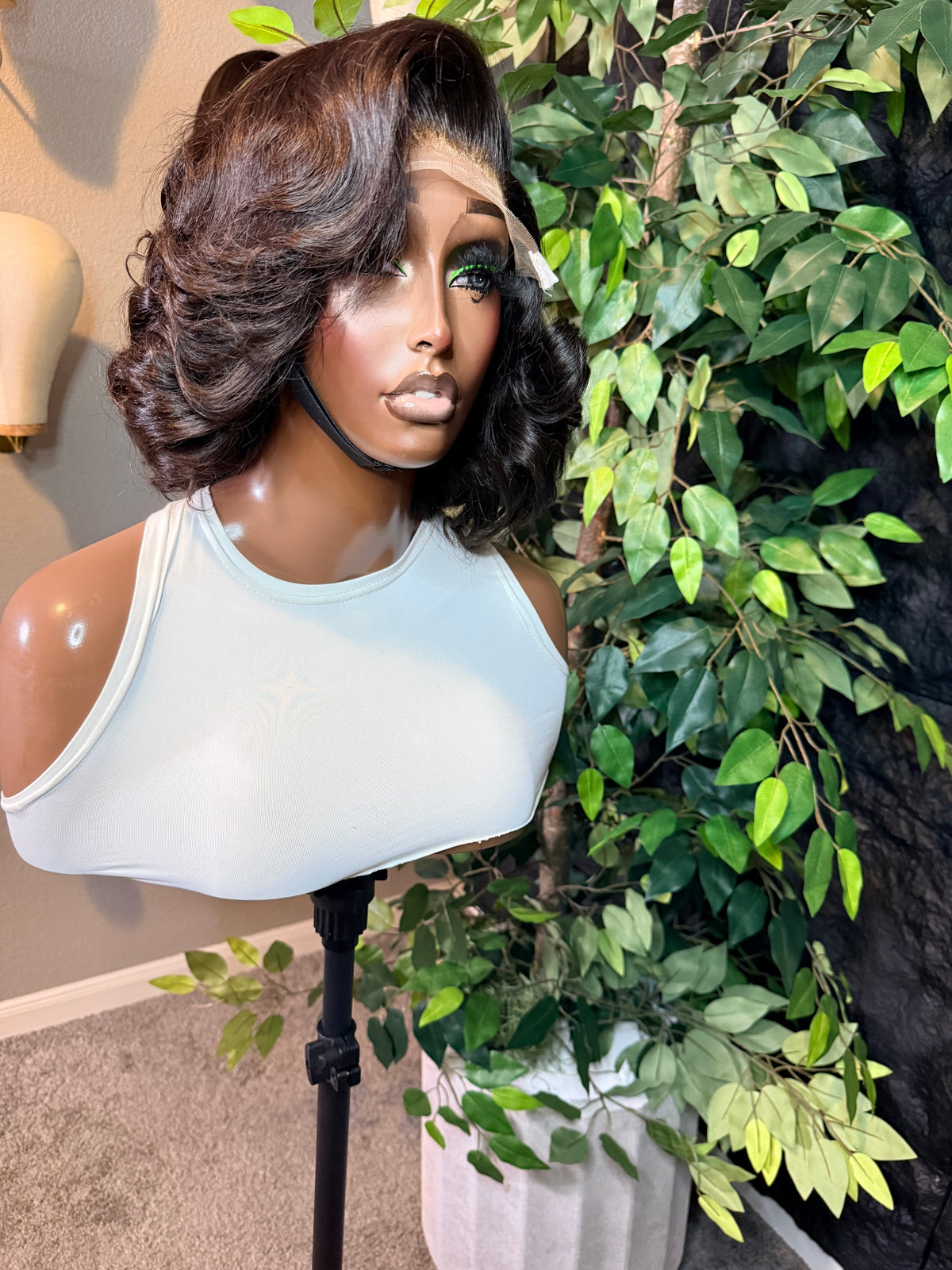 Wig Diana, Raw single donor hair with 5x5 matching closure. 180% density 10 inches