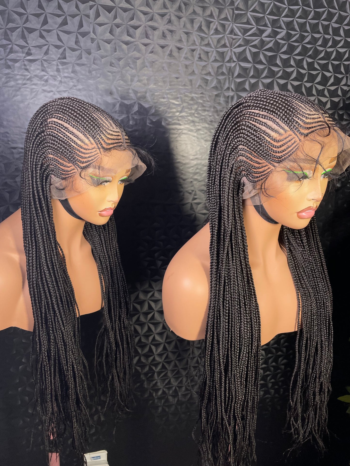 Mirror face cornrow braided wig in 24 inches