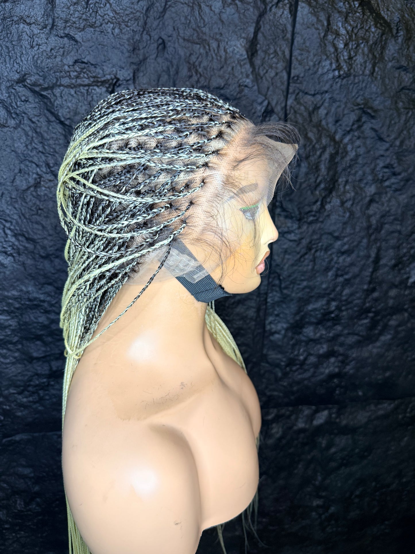 Spanish bone straight in blonde with dark root, 30 inches. made with human hair full lace