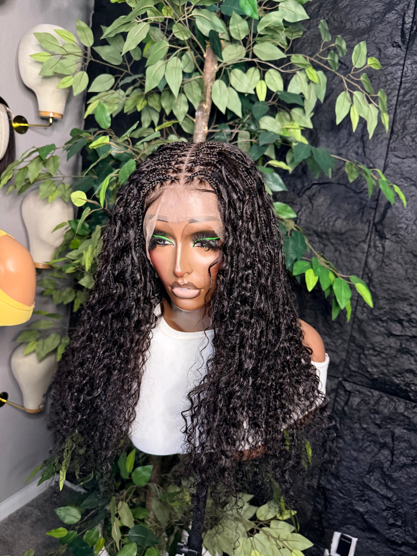 Human hair boho braids with virgin hair, made with human hair lace ( knots can be bleached) and human hair boho curls with regular braiding extensions