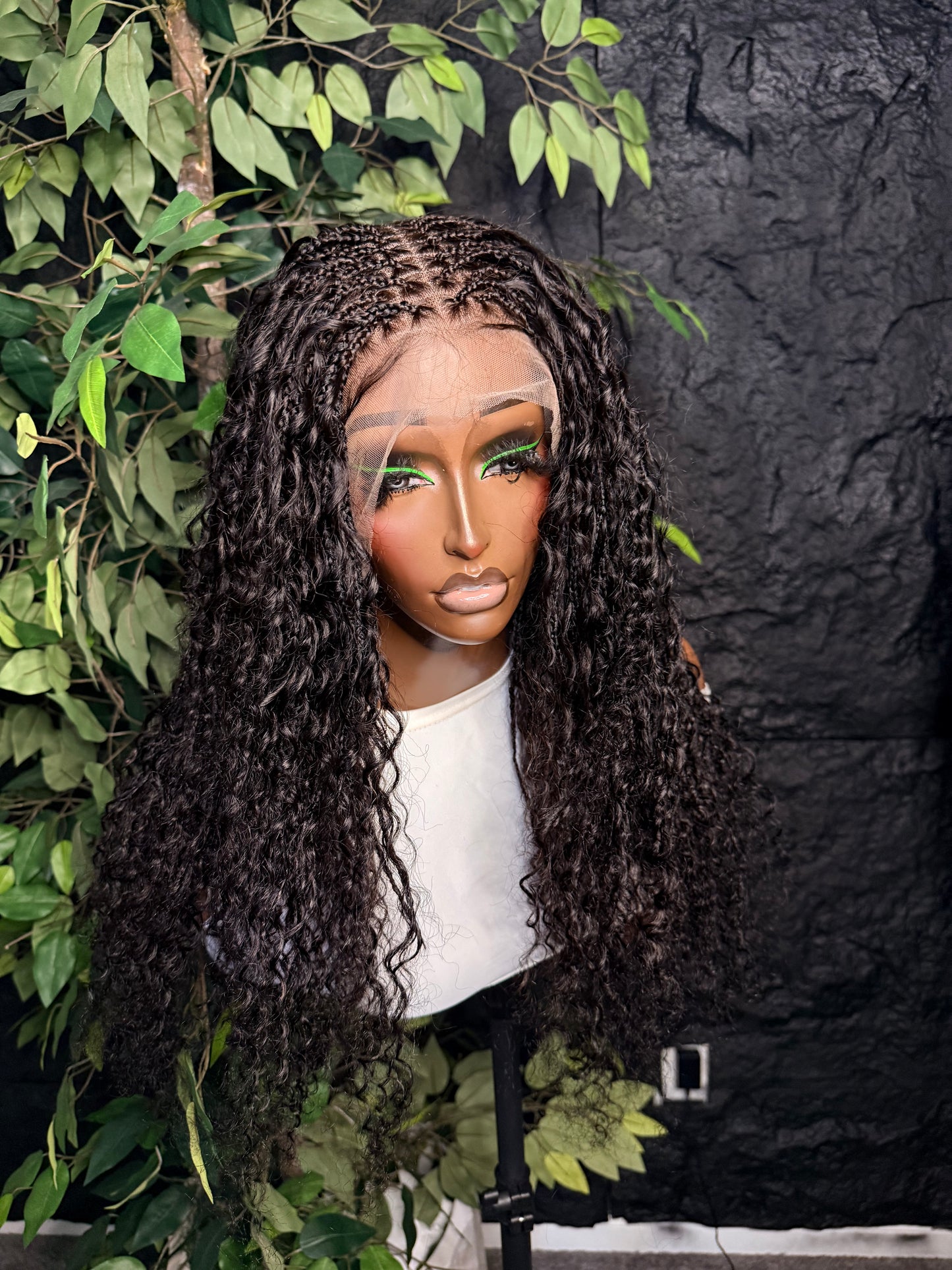 Human hair boho braids with virgin hair, made with human hair lace ( knots can be bleached) and human hair boho curls with regular braiding extensions