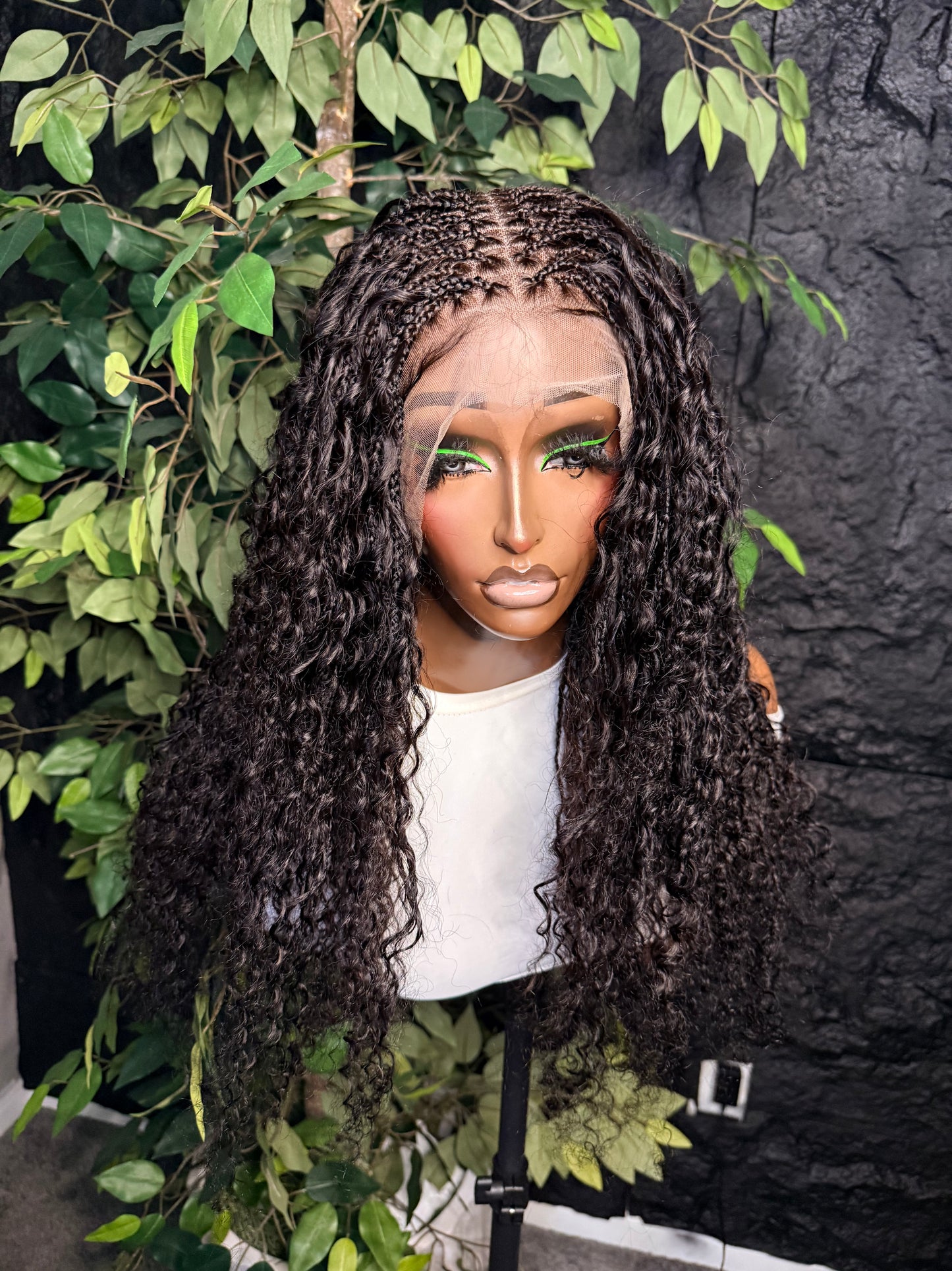 Human hair boho braids with virgin hair, made with human hair lace ( knots can be bleached) and human hair boho curls with regular braiding extensions